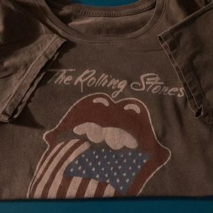 T-shirt Rolling Stones Lucky Brand Retro , Grey with Stars and Stripes mouth.